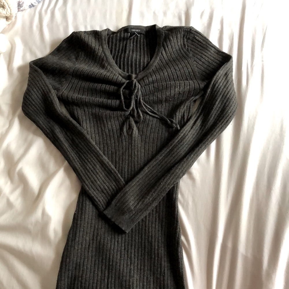 Sweater lace up dress